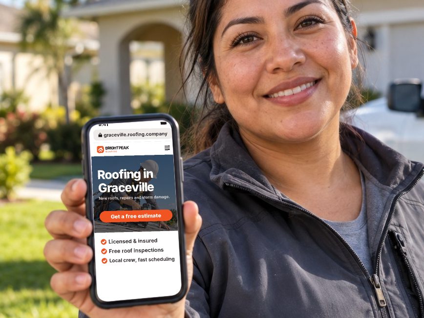 graceville.roofing.company open in a phone browser